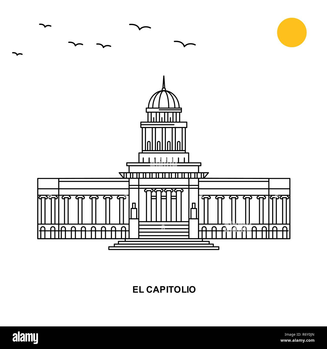 EL CAPITOLIO Denkmal. World Travel natürlichen Hintergrund in Linienstil Stock Vektor