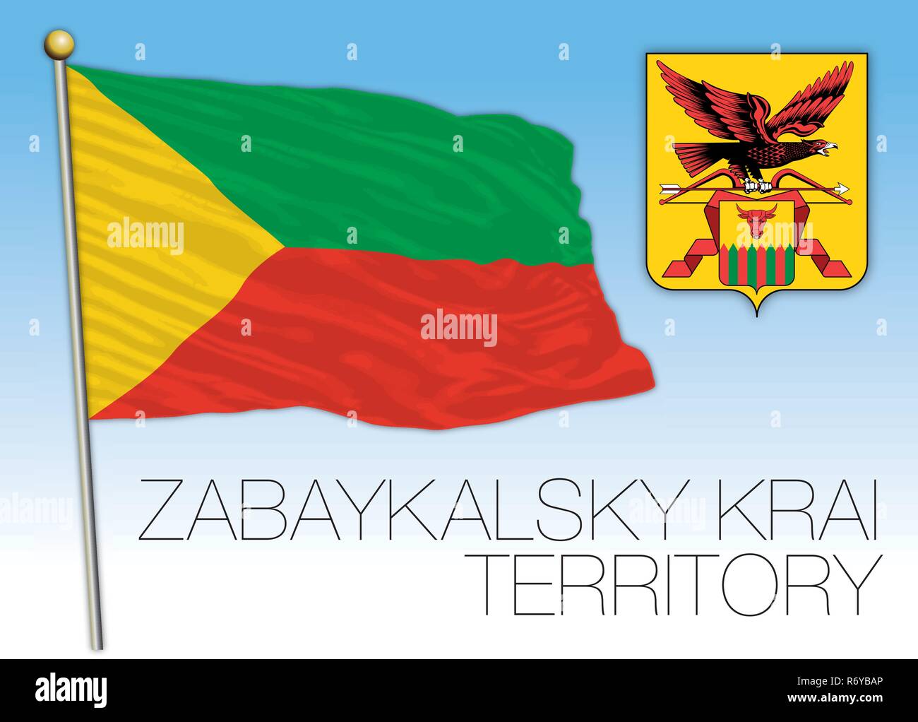 Gebiet Flagge zabaykalsky Krasnodar, Russische Föderation, Vektor, Abbildung Stock Vektor
