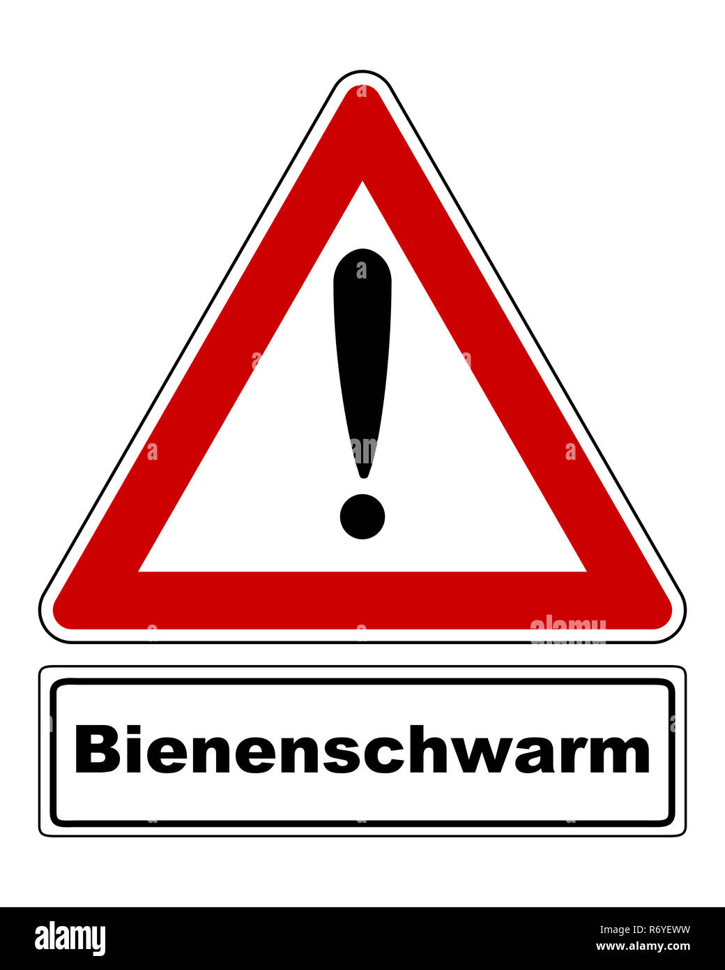Warnschild mit Ausrufezeichen und zusätzliche Informationen Stockfoto