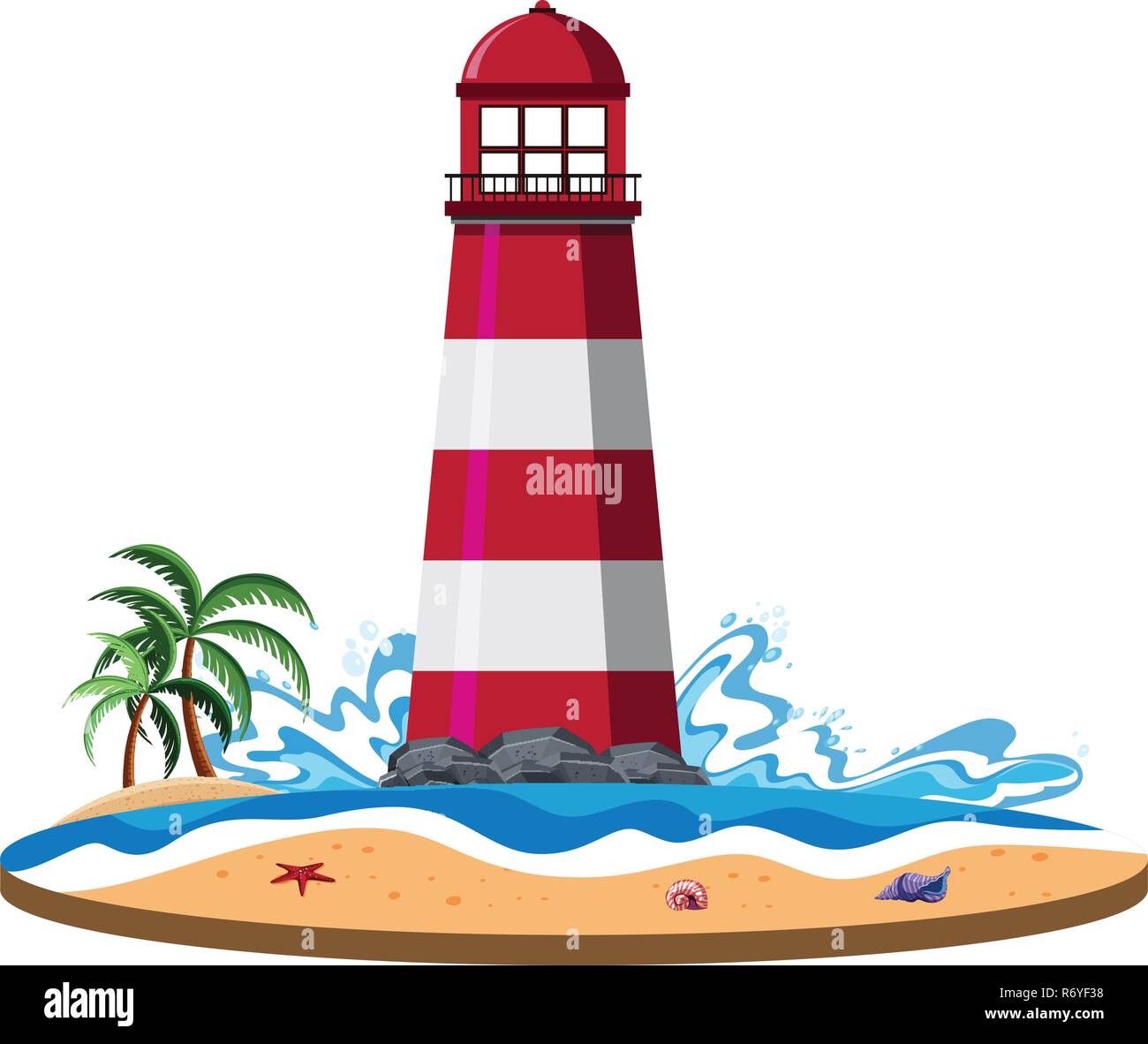Isolierte Leuchtturm Auf Der Insel Abbildung Stock Vektorgrafik Alamy