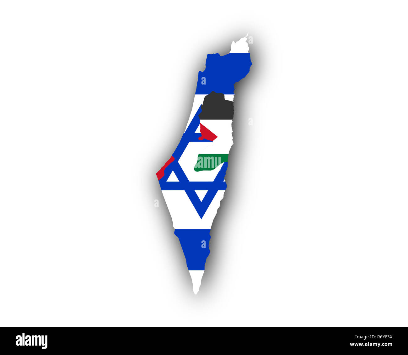 Karte und Flagge von Israel und Palästina Stockfoto
