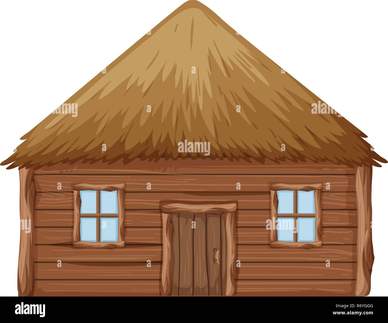 Eine Holzhütte auf weißem Hintergrund Abbildung Stock Vektor