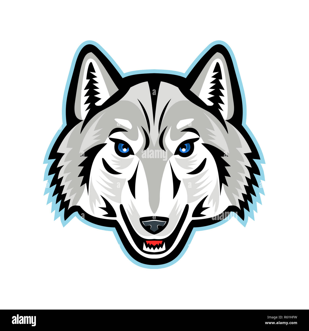 Arctic Wolf Kopf vorne Maskottchen Stockfoto