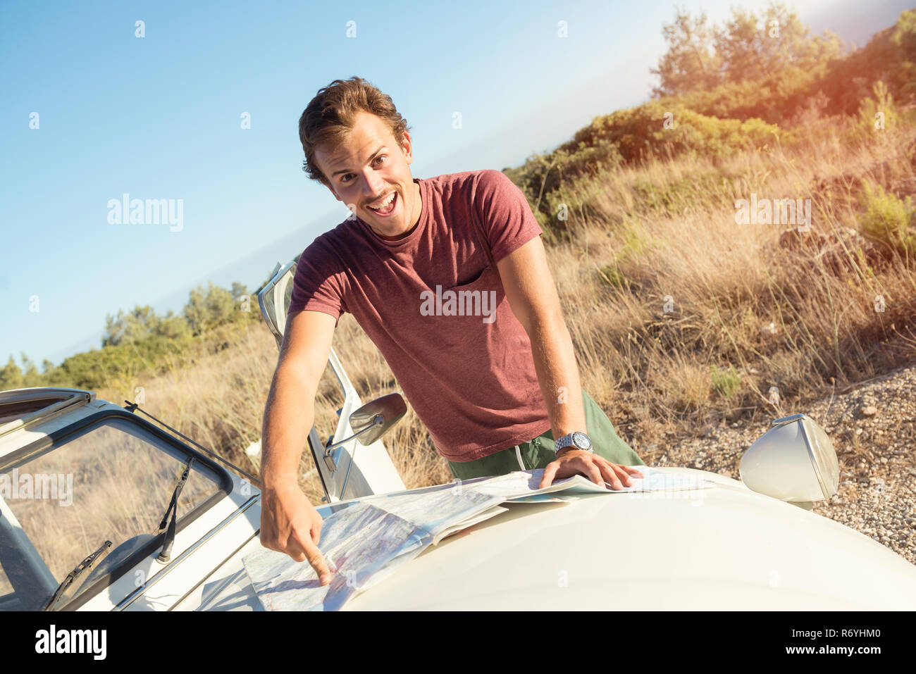 Mann auf Urlaub Stockfoto