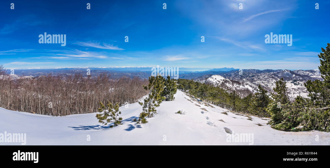 Nationalpark Lovcen Winterlandschaft Stockfoto