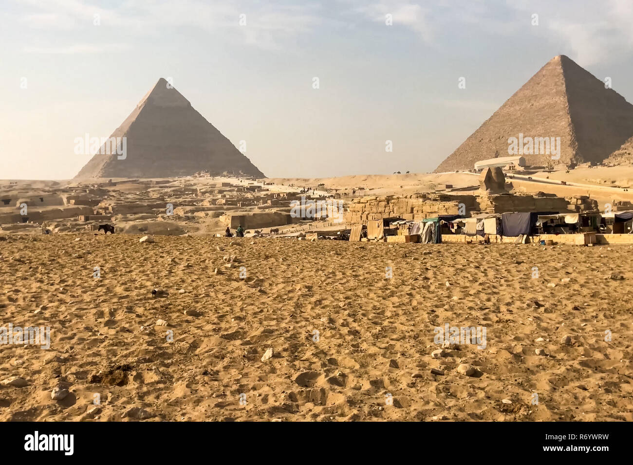 Pyramiden von Gizeh. Pyramiden von Ägypten. Das siebte Wunder der Welt. Alten Megalithen. Stockfoto