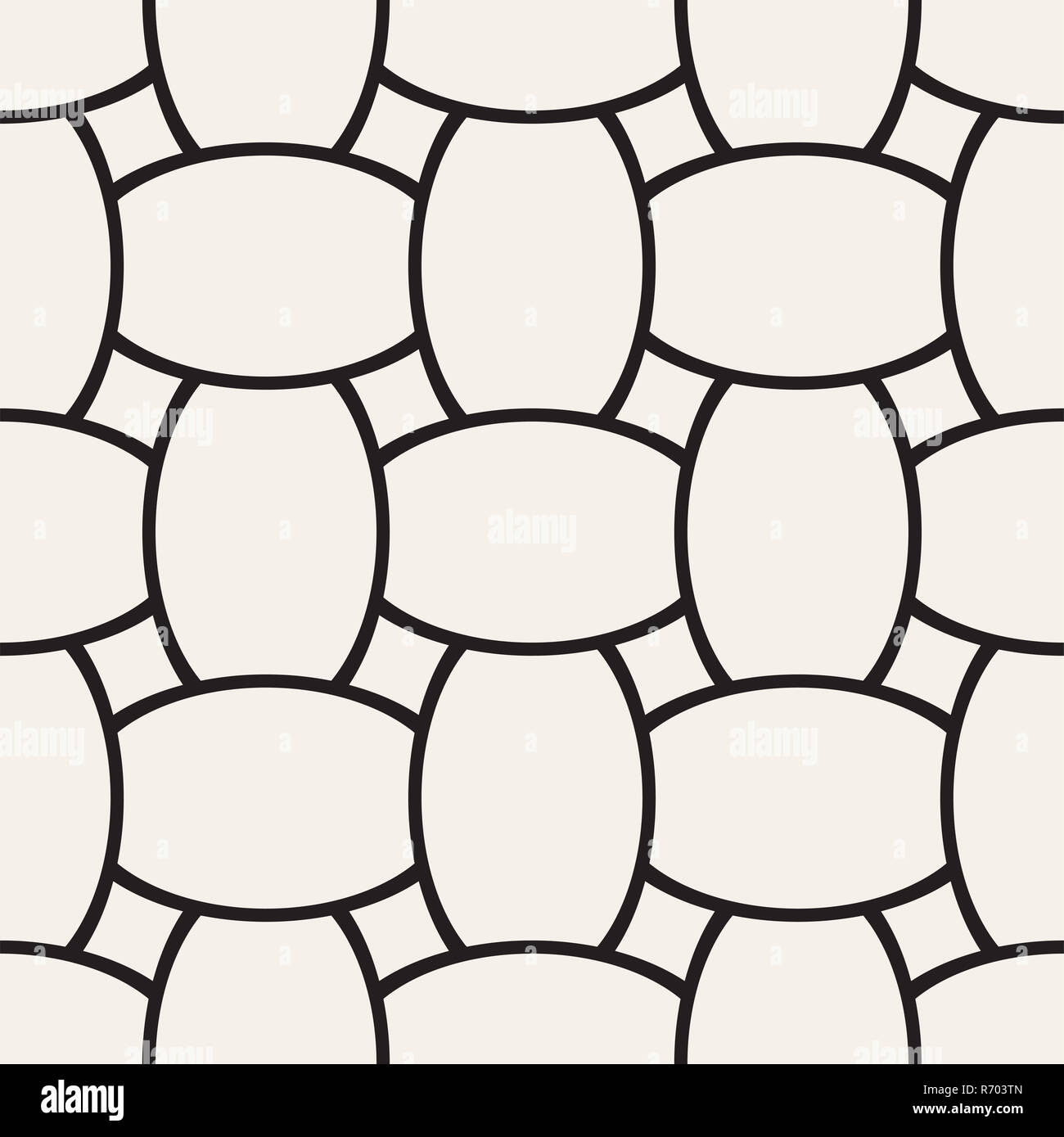 Die nahtlose Vektor geometrische Muster mit geschwungenen Formen Grid. Abstrakte monochrome runden Gitter Textur. Moderne background Design Stockfoto