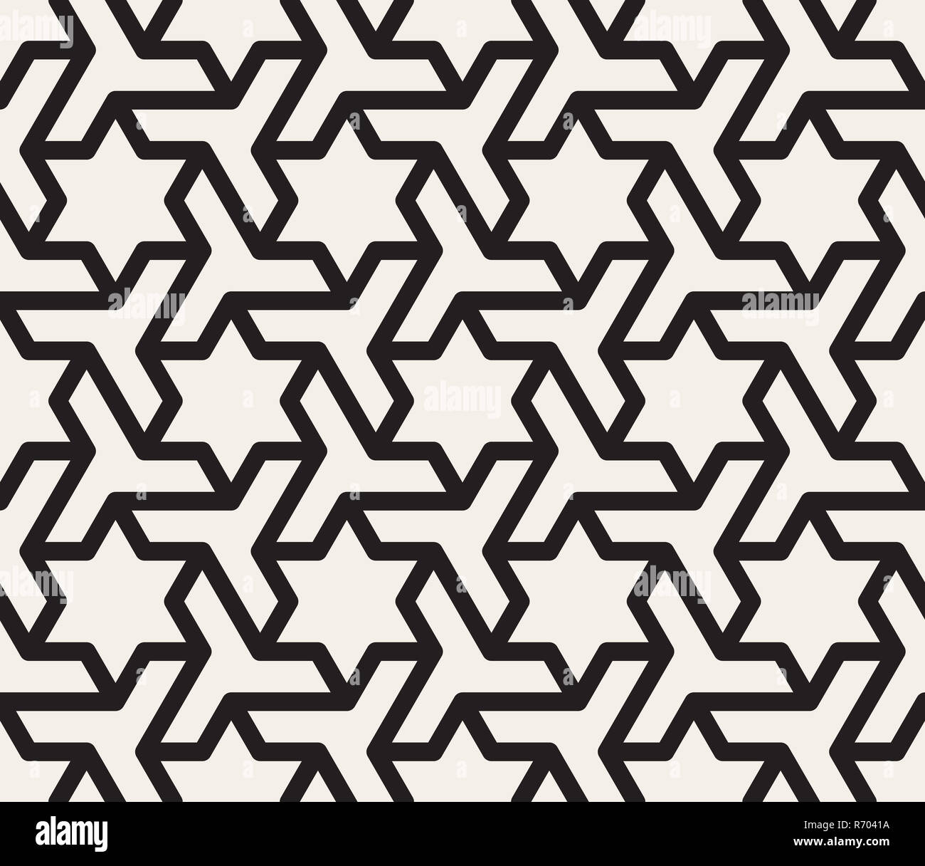 Nahtlose schwarz-weiß geometrische Stern Dreieck Form Tessellation Vektormuster Stockfoto