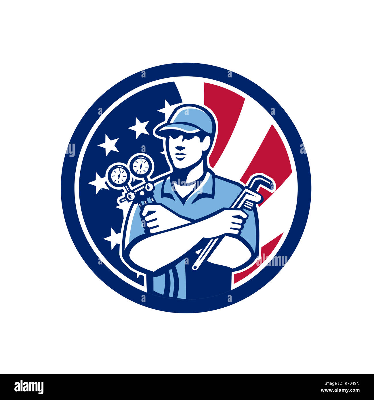 Amerikanische Air-Con Serviceman USA-Flagge Symbol Stockfoto