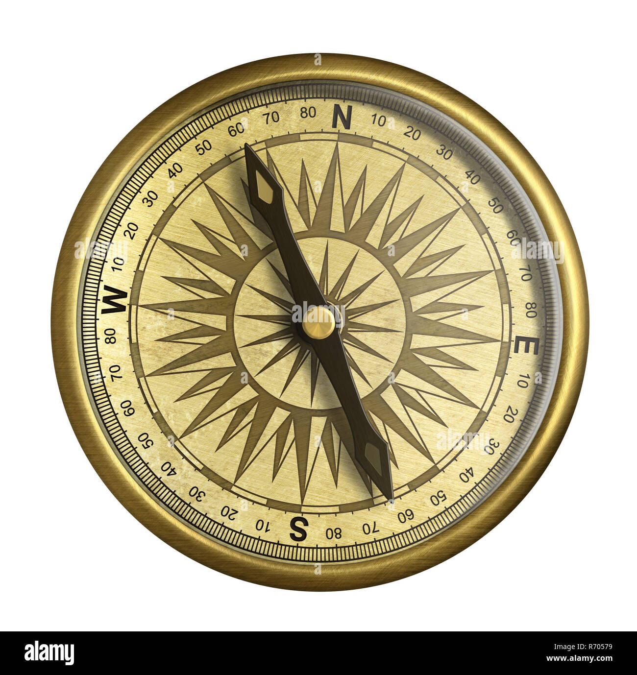 Alte Kompass isoliert 3 Abbildung d Stockfoto