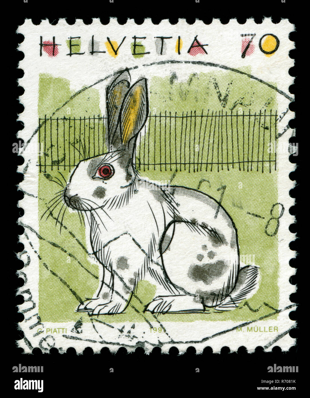 Briefmarke aus der Schweiz in die Tiere Serie von 1991 Stockfoto