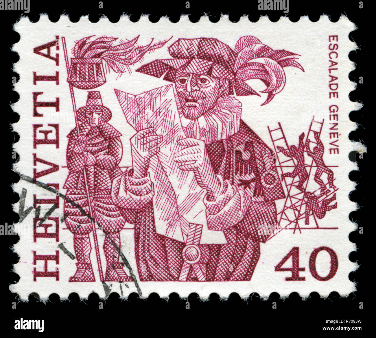 Briefmarke aus der Schweiz in der Volksbräuche Serie 1977