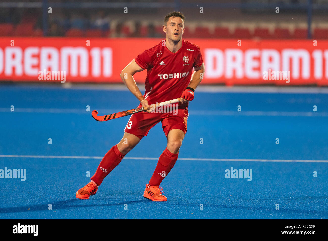 BHUBANESWAR, 30-11-2018, odisha's Hockey Männer Wm Bhubaneswar 2018. Veranstaltungsort: Kalinga Stadion. Luke Taylor während des Spiels England China vs. Stockfoto