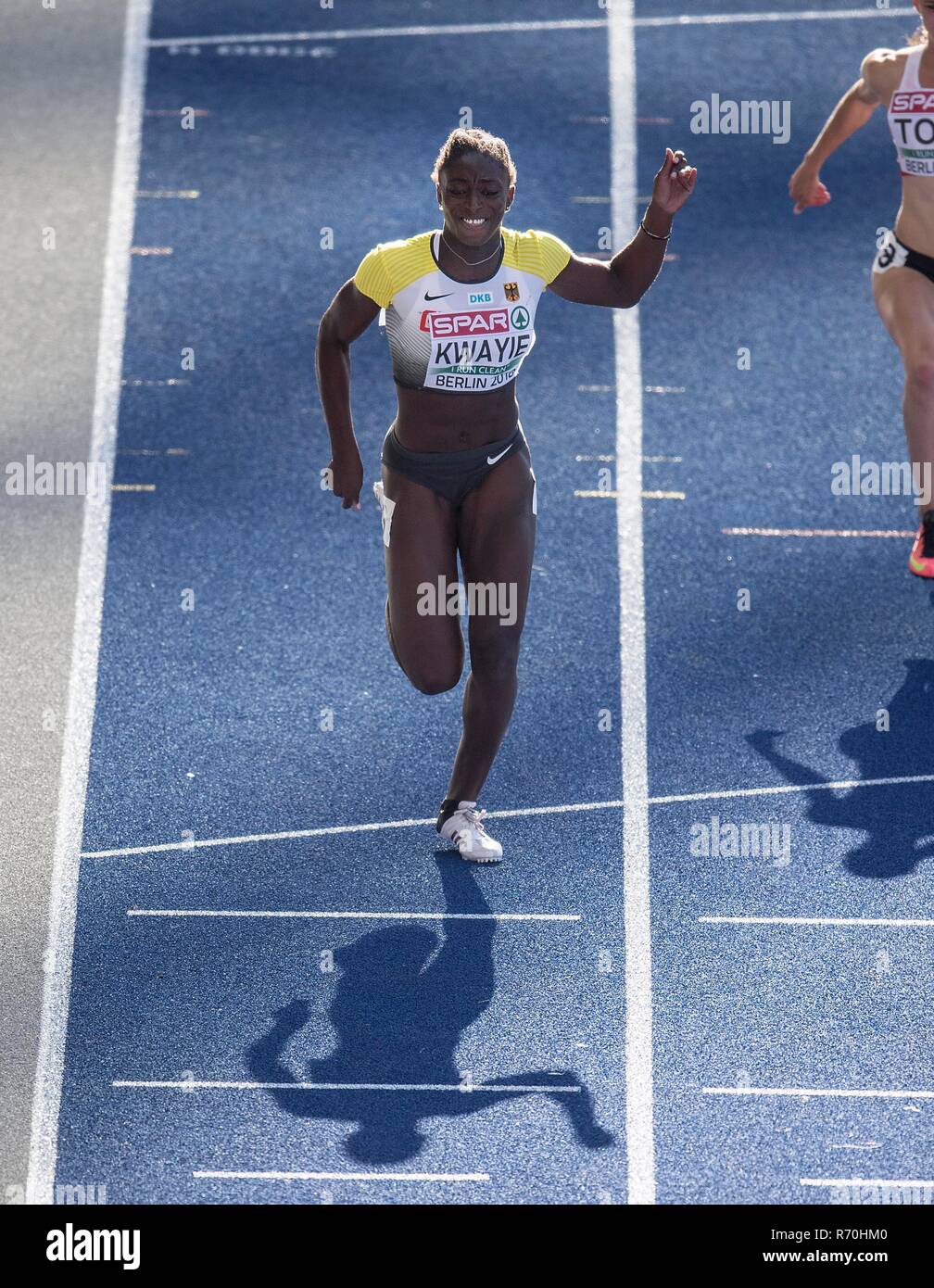 Lisa Marie KWAYIE, Deutschland, Förderung, Qualifizierung 100 m Frauen, auf 06.08.2018 Europäische Leichtathletik WM 2018 in Berlin/Deutschland vom 06.08. - 12.08.2018. | Verwendung weltweit Stockfoto