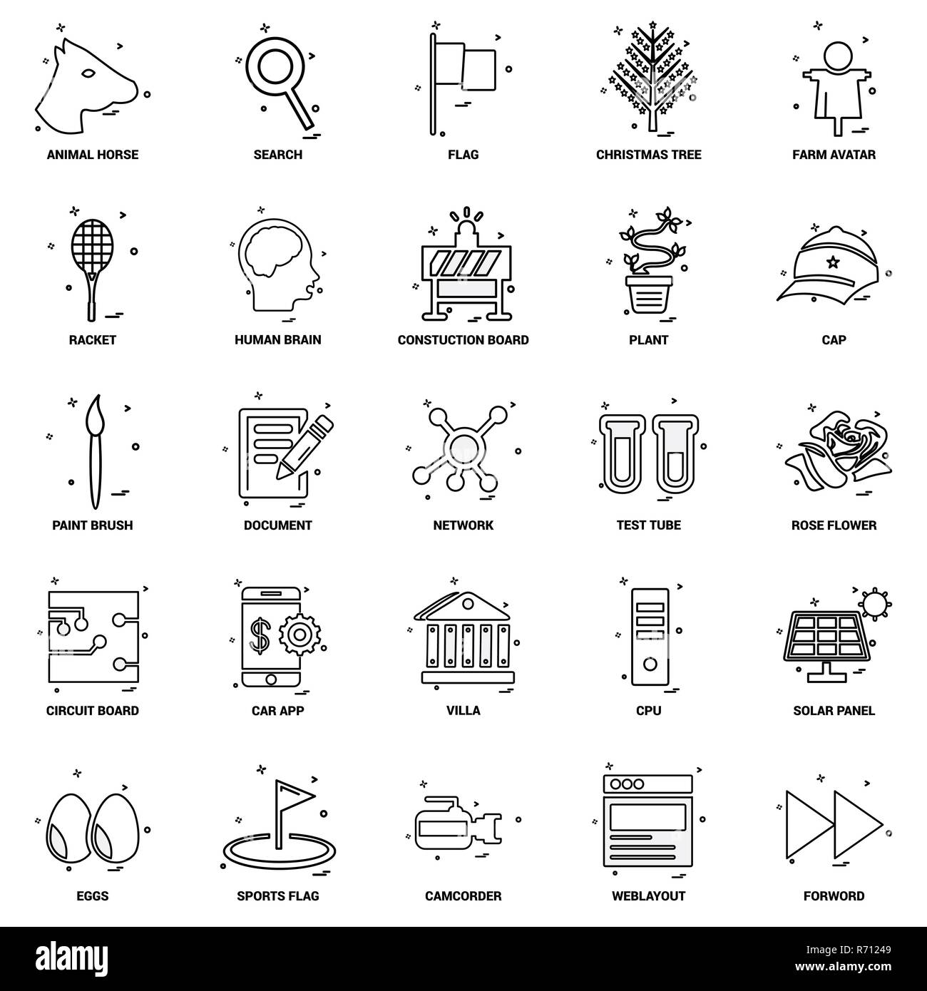 25 Geschäftskonzept Mix Line Icon Set Stock Vektor