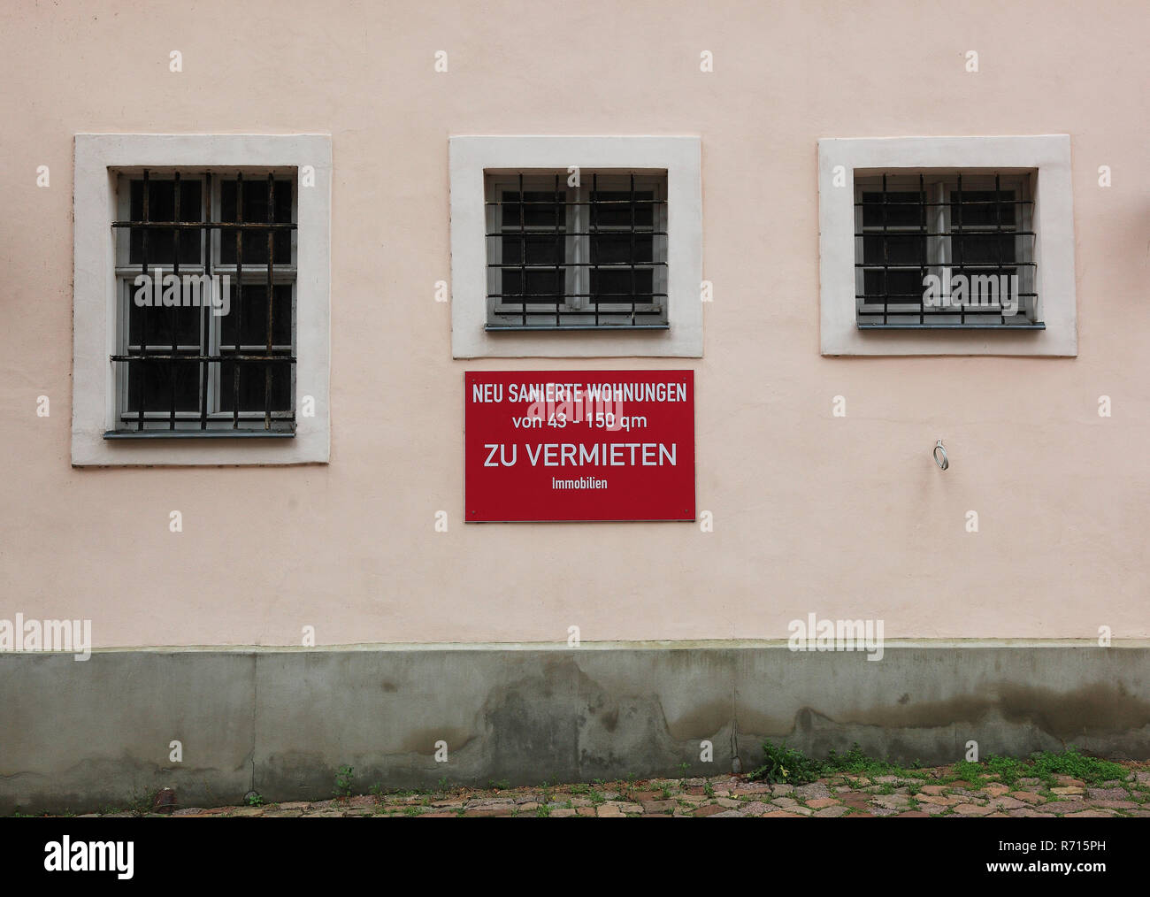 Zeichen, neu renovierte Wohnung zu vermieten, historisches Zentrum, Meißen, Sachsen, Deutschland Stockfoto