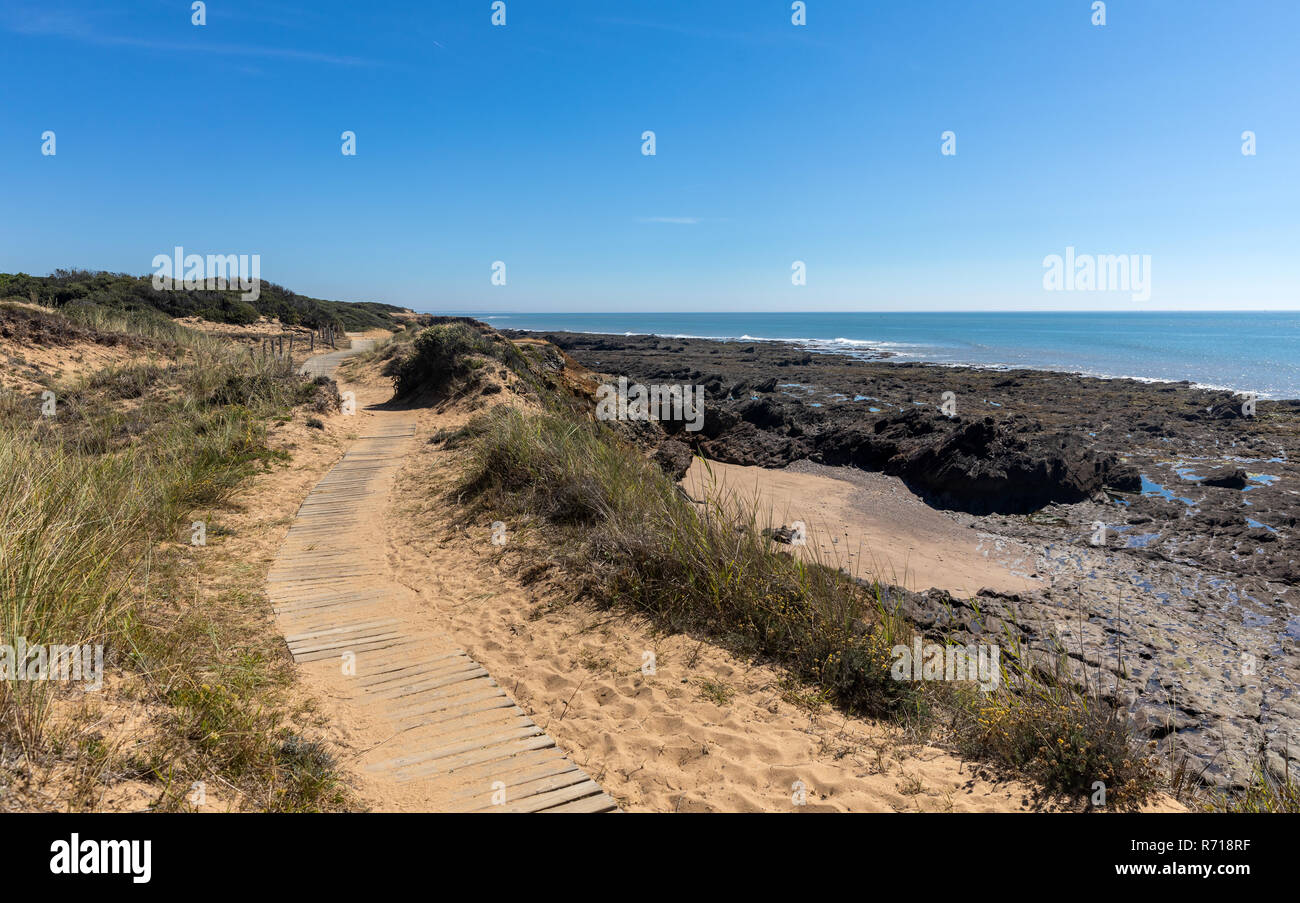 Pfad des Litorals von Pointe du Payré (Talmont-Saint-Hilaire, Frankreich) Stockfoto