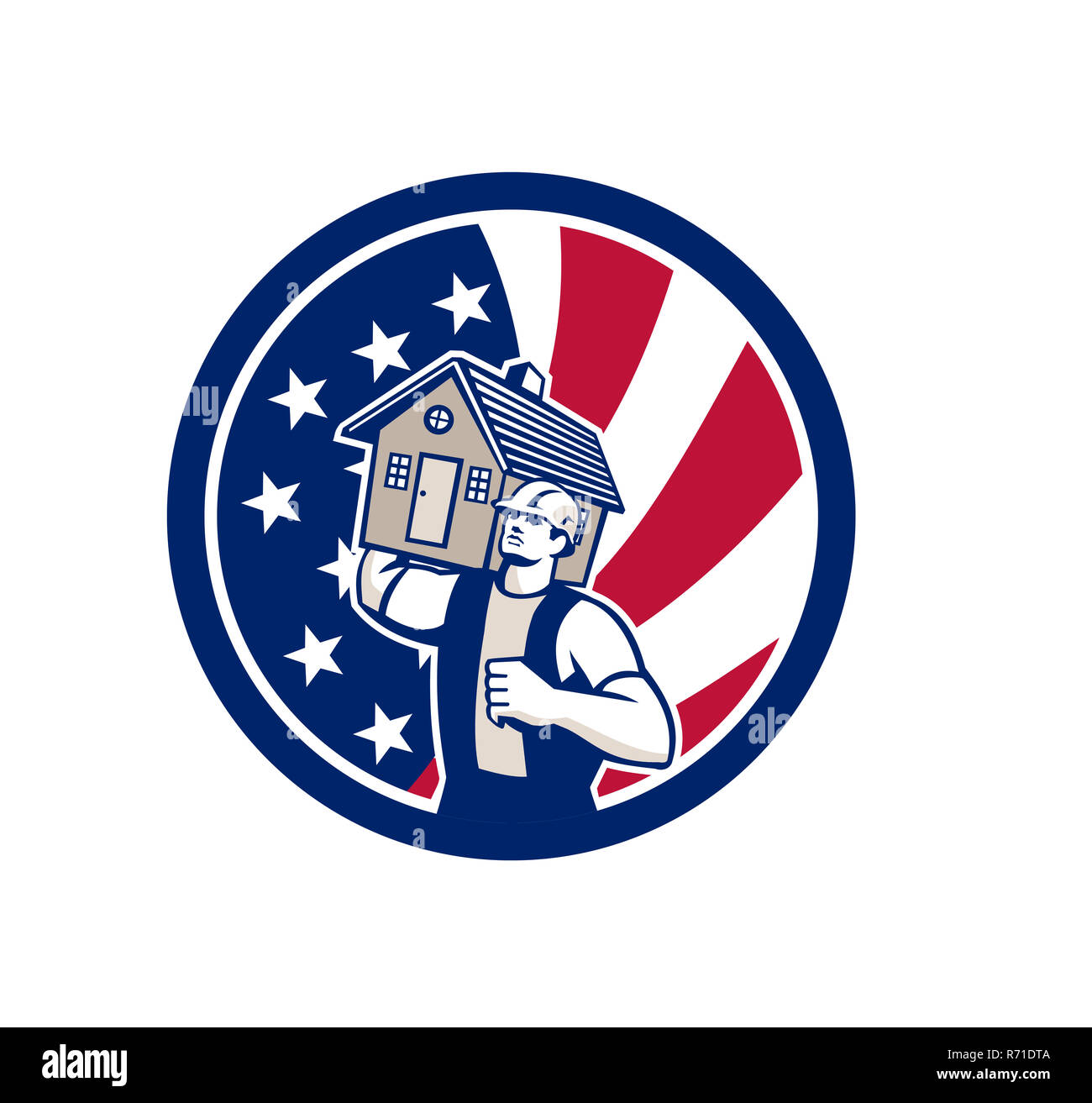Amerikanische Haus Ausbau USA-Flagge Symbol Stockfoto