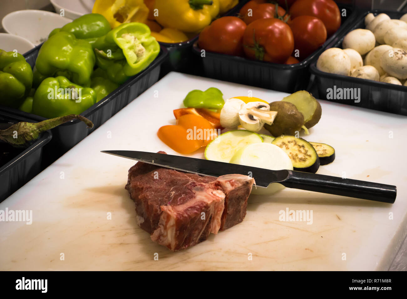 Zutaten zum Kochen Rindfleisch Steak Stockfoto