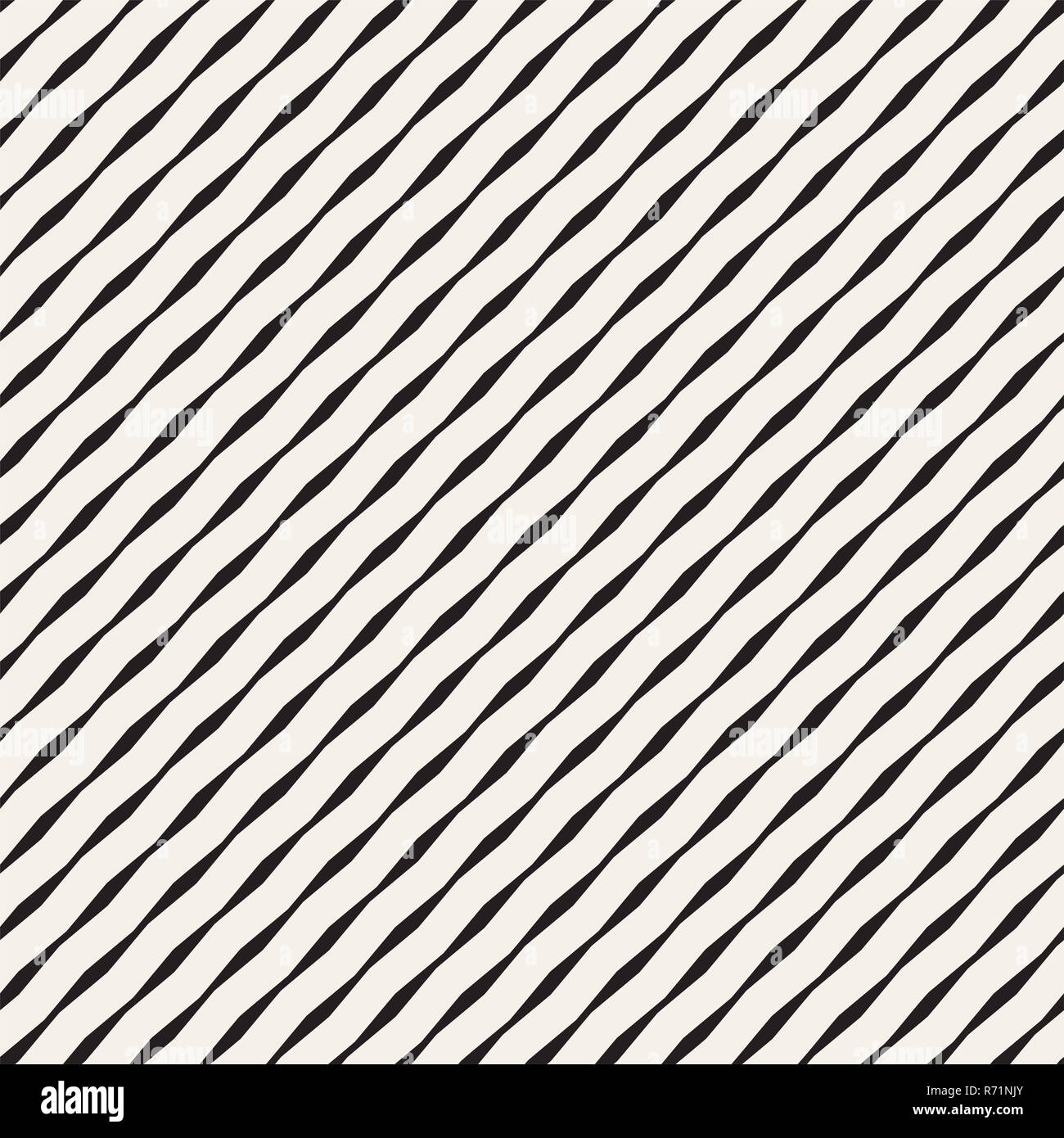 Nahtlose schwarz-weiß Hand gezeichnete Wellenlinien Vektormuster Stockfoto