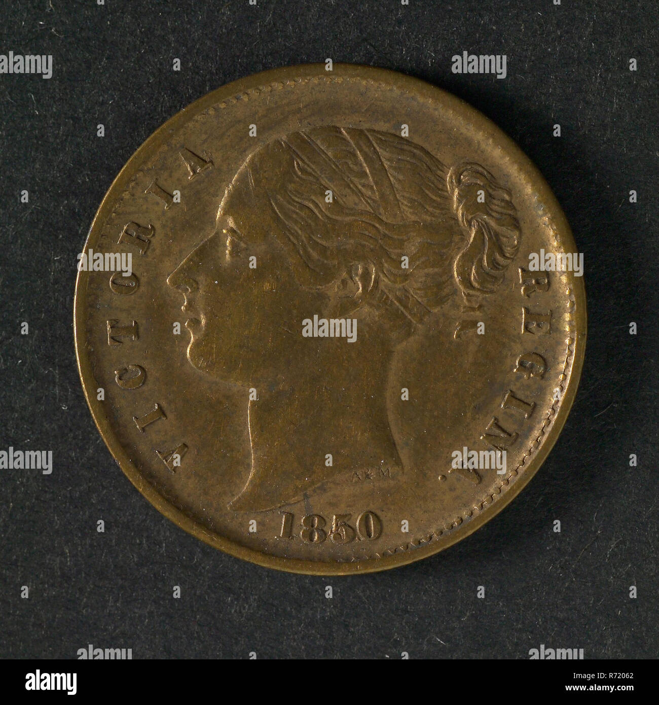 A+M (Allen en Joseph Moore), Medaille auf Königin Victoria, penning Material Kupfer, Porträt Königin Victoria von Großbritannien nach links omschrift: VICTORIA - REGINA. 1850 unterzeichneten am Hals geschnitten. Stockfoto