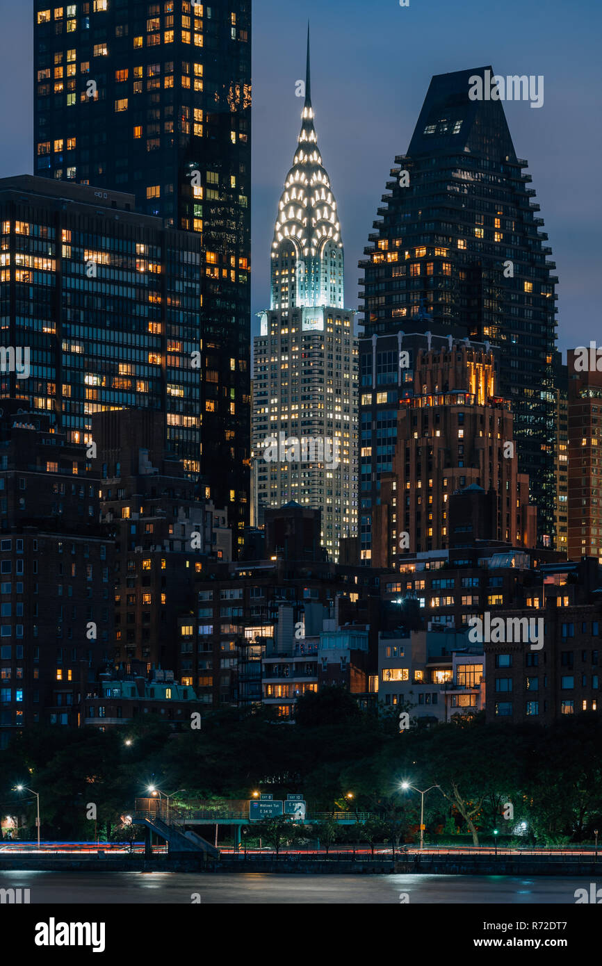 Das Chrysler Building bei Nacht, in Manhattan, New York City Stockfoto