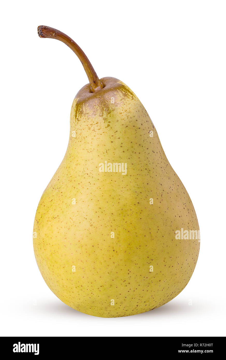 Frische gelbe Birnen auf weißem Hintergrund. Freistellungspfaden. Volle Tiefenschärfe. Stockfoto