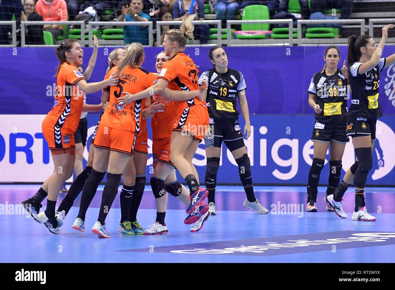 Montbeliard, Frankreich 1. dezember 2018 Europameisterschaften Handball: Niederlande gegen Spanien EK Handbal in Frankrijk, voorronde groep C Nederland - Spanien De overwinning is binnen Stockfoto