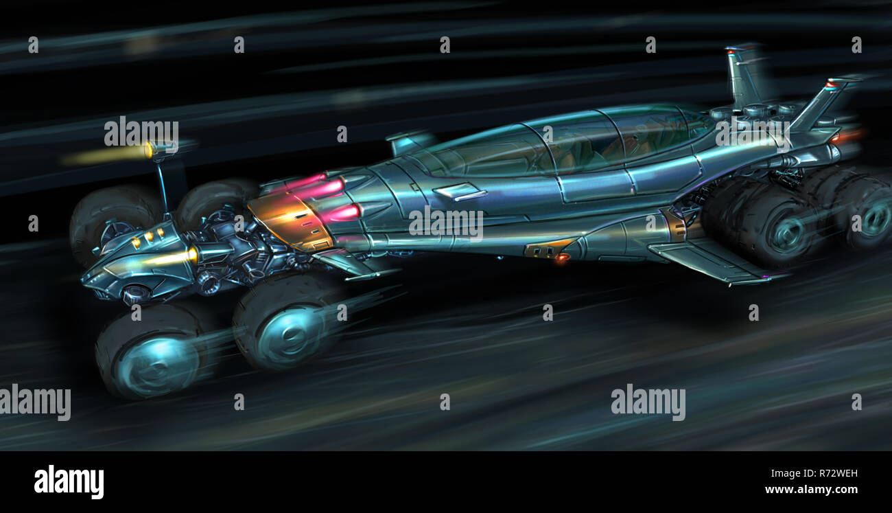 Konzept Kunst Malerei von Fast futuristisch Jet Antrieb Auto Stockfoto