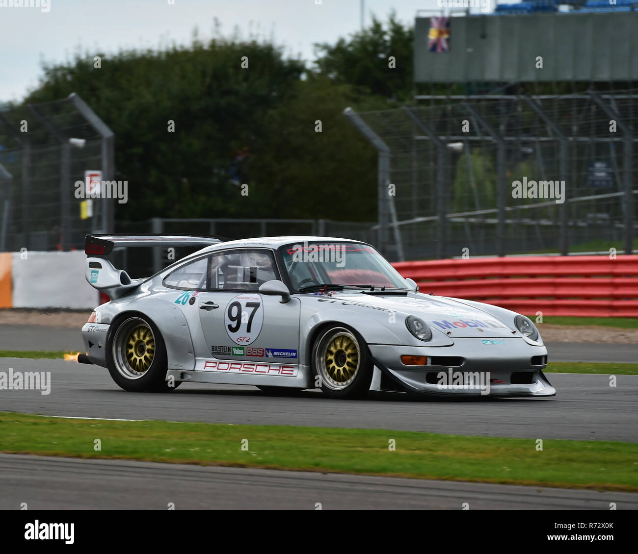 Paul McLean, Porsche GT2Evo, 90 s GT Legends, Silverstone Classic 2016, 60er Jahre Autos, Chris McEvoy, Cjm - Fotografie, klassische Rennwagen, historische Racing Stockfoto