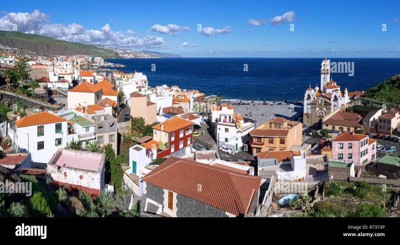 Candelaria, Teneriffa - Panorama mit Blick auf die Basilika Stockfoto