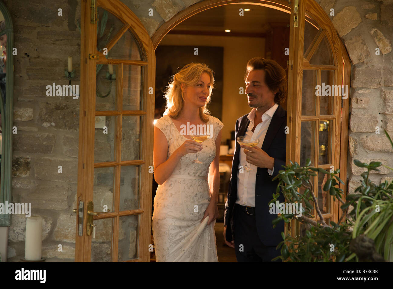 Brautpaar bei der Hochzeit Empfang Stockfoto