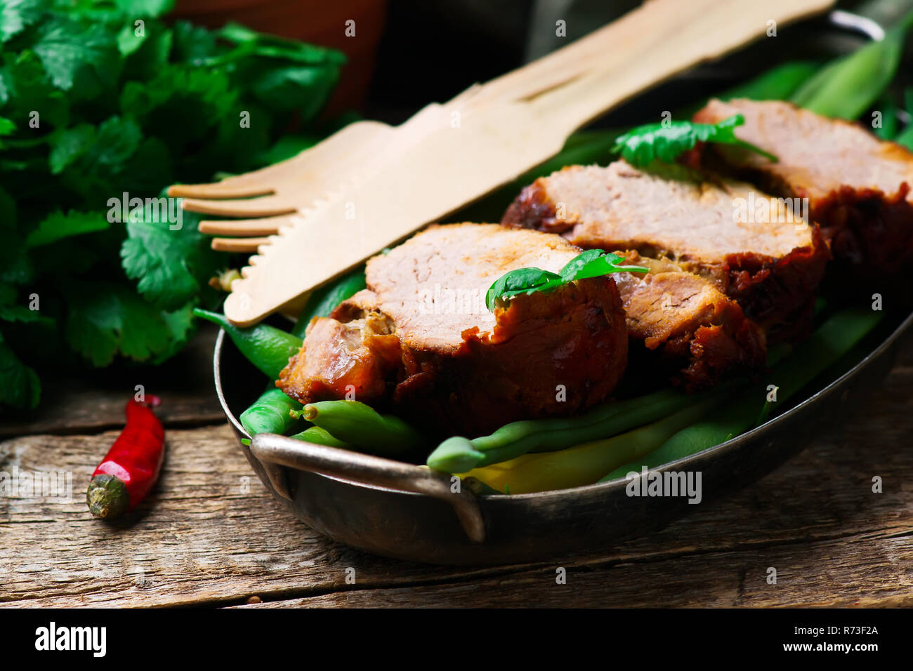 Slow Cooker Chipotle-Honey Schweinefilet.. selektive Fokus Stockfotografie  - Alamy