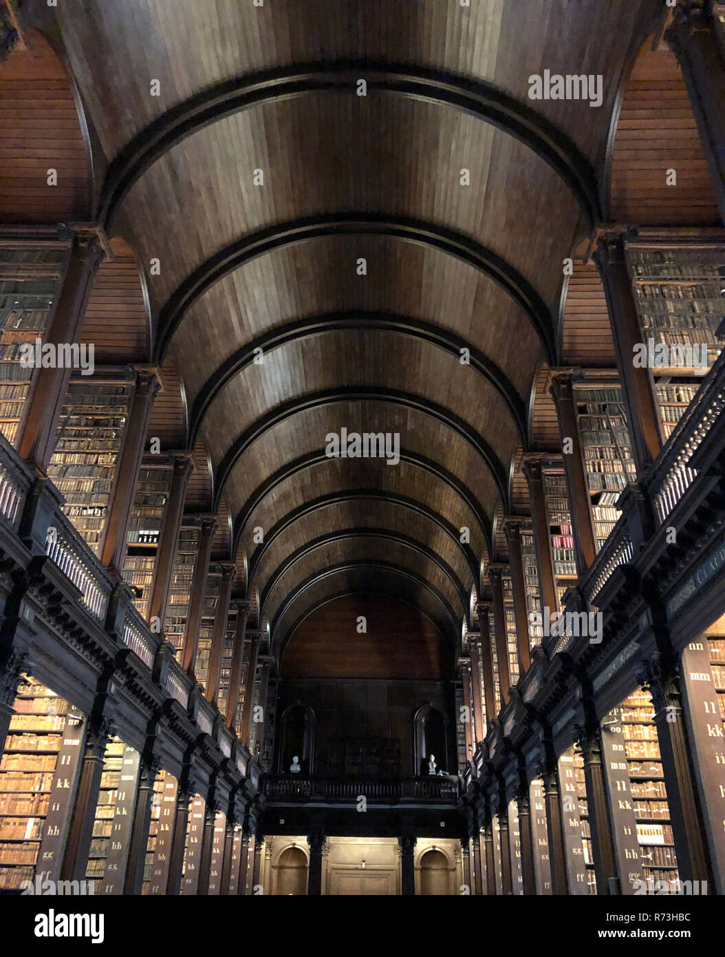 Lange Inneneinrichtung des Trinity College Dublin Republik von Irland Stockfoto