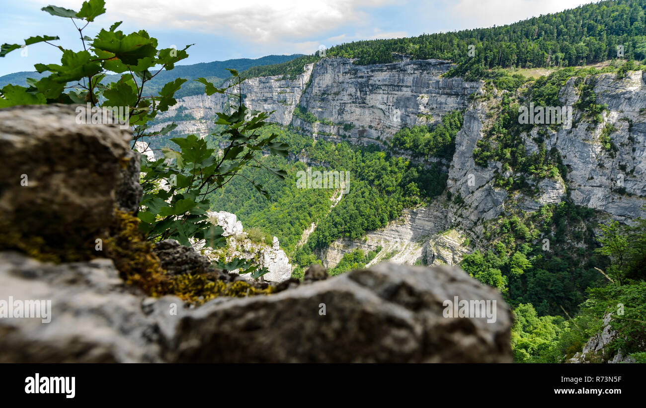 Beeindruckende Aussicht auf die Berge, Schluchten, cayons und Wände der Nationalpark 'De Vercors' in Frankreich Stockfoto