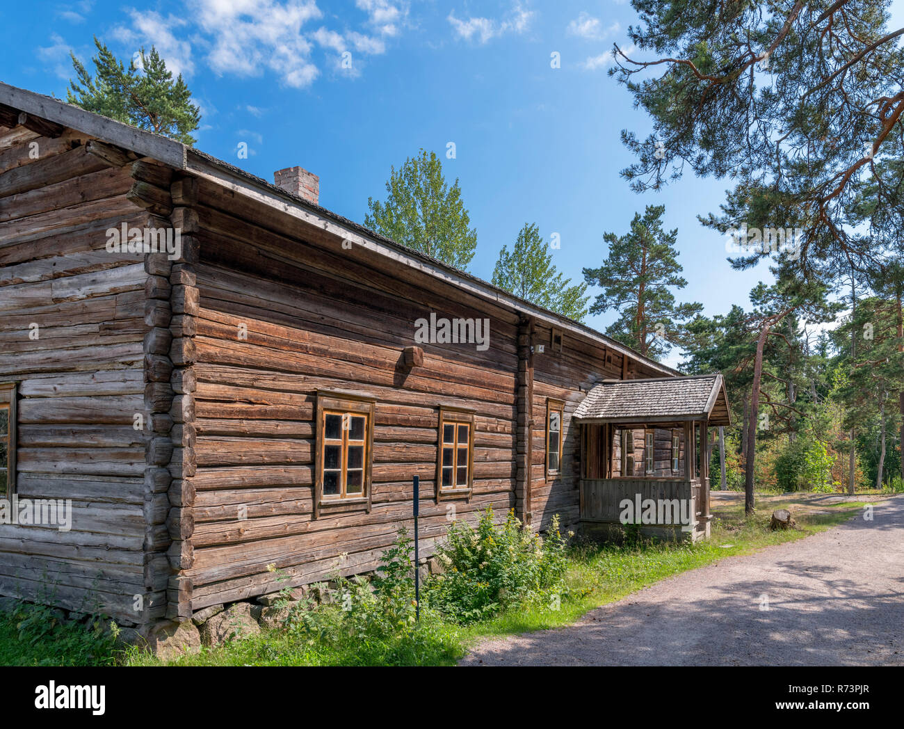 Anfang des 19. Jahrhunderts Selkämä Haus, (aus Pieksämäki, südlichen Savonia), Freilichtmuseum Seurasaari, Seurasaari in Helsinki, Finnland. Stockfoto