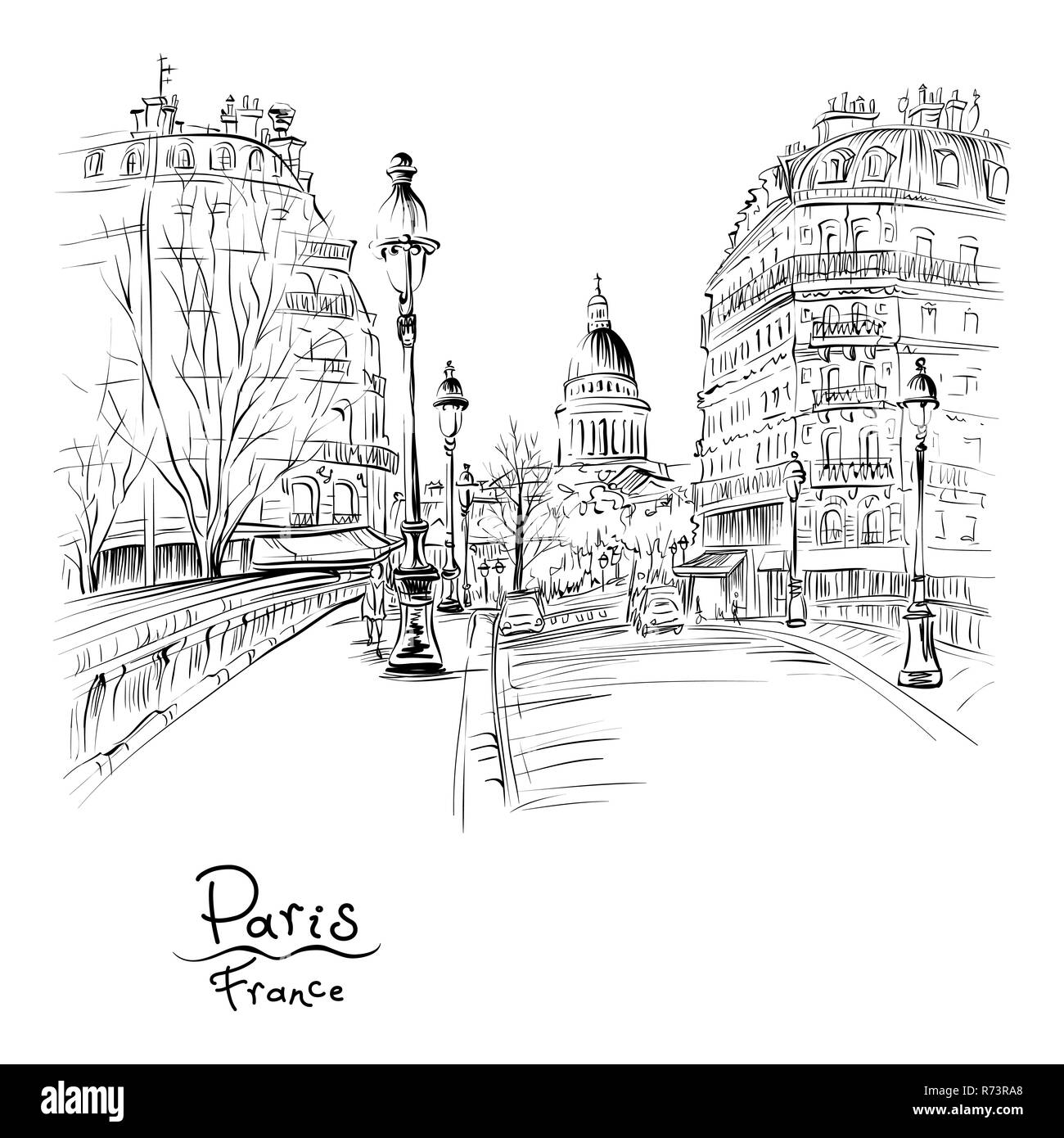 Paris in den Wintermorgen, Frankreich Stockfoto