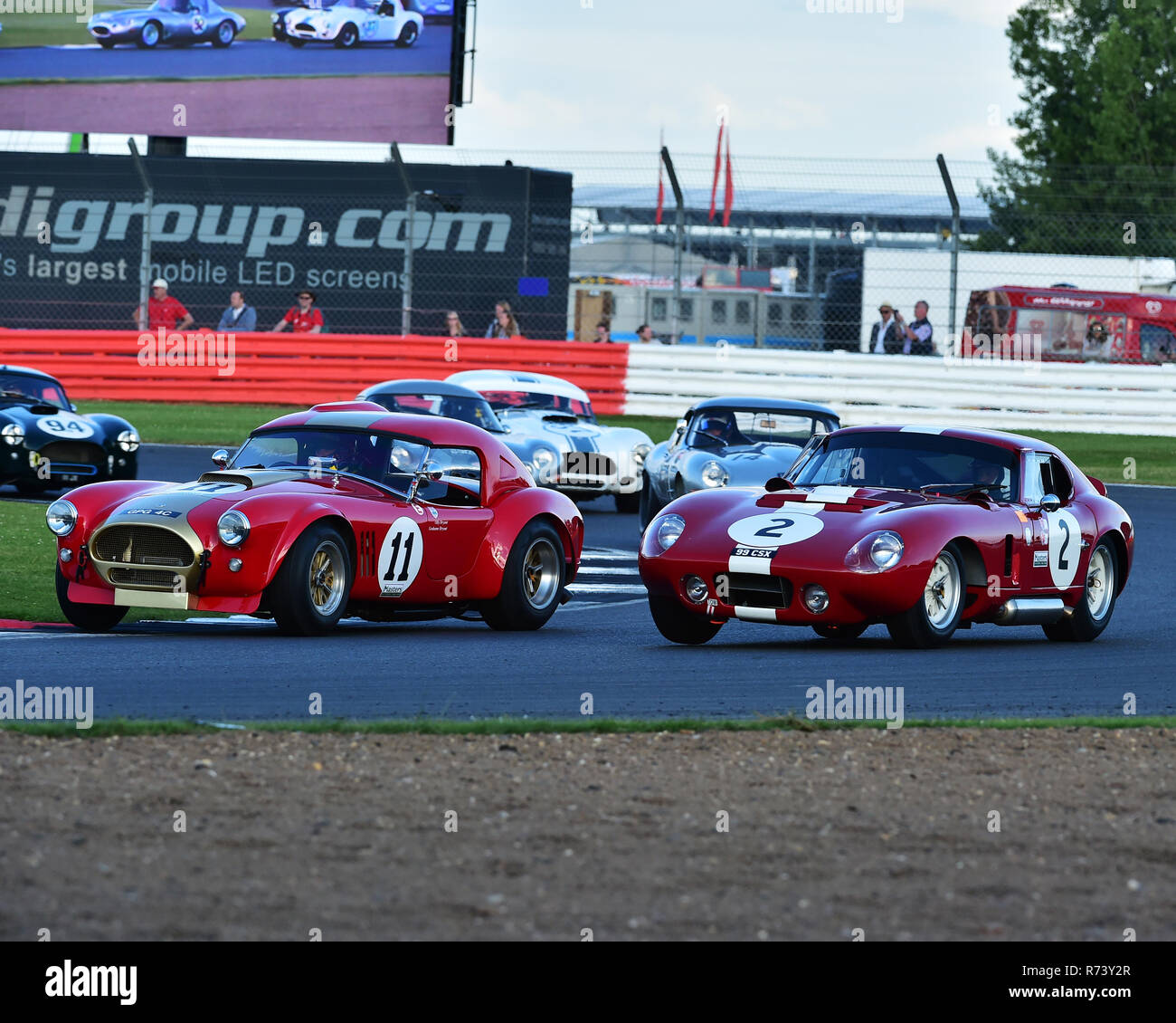 Oliver Bryant, AC Cobra, Leo Voyazides, Simon Hadfield, Shelby Daytona Cobra, internationale Trophäe für klassische GT Autos, vor '66, GT Autos, Silverstone C Stockfoto