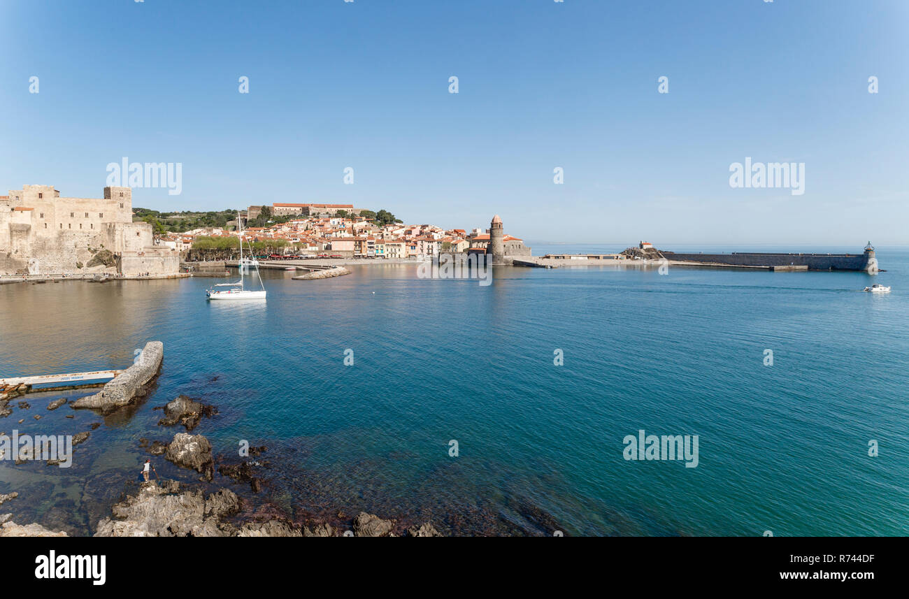 Frankreich, Pyrenees Orientales, Cote Vermeille, Collioure, Bucht von Collioure, Baleta Cove // Frankreich, Pyrénées-Orientales (66), Côte Vermeille, Collioure, Stockfoto