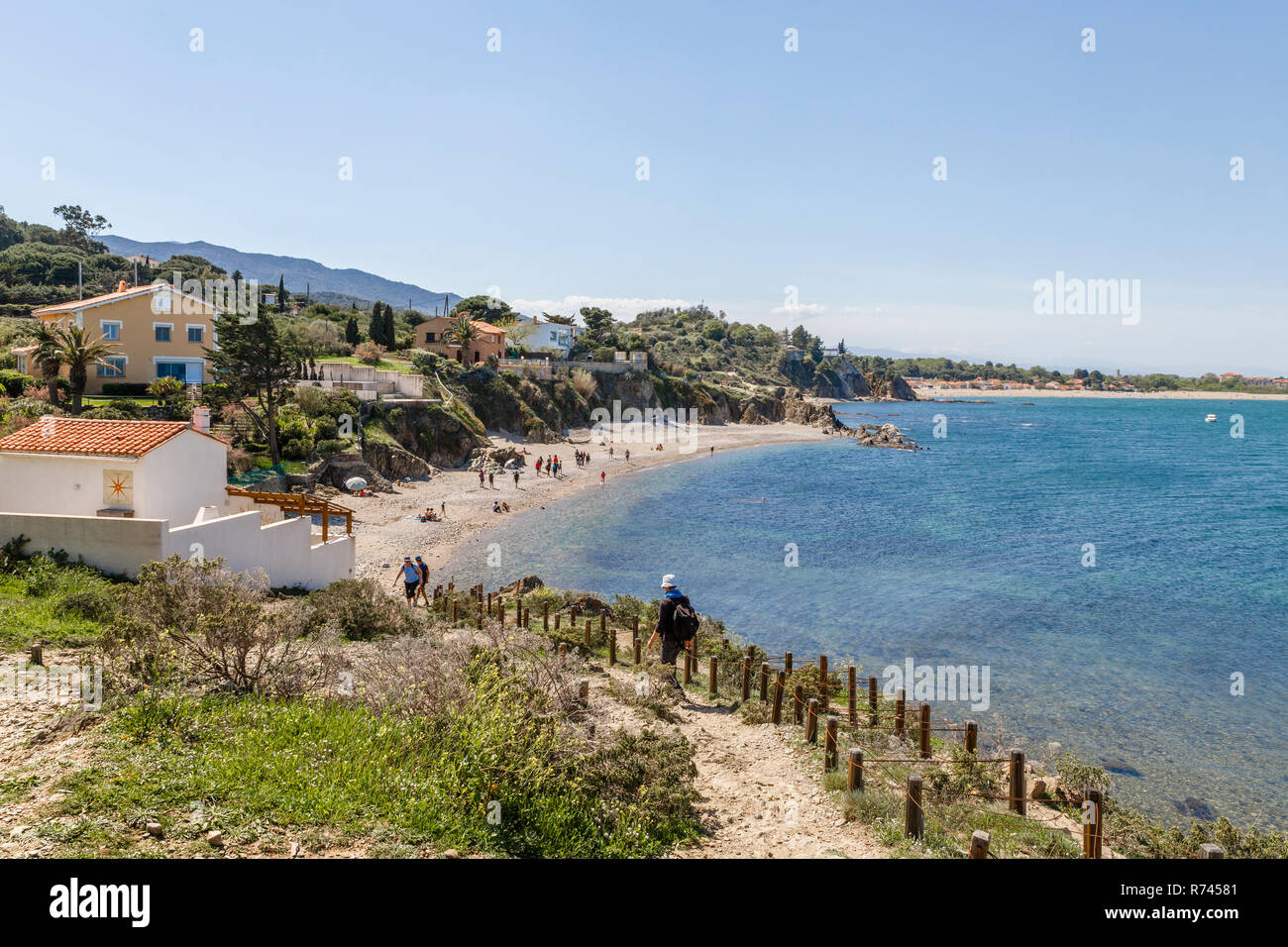 Frankreich, Pyrenees Orientales, Cote Vermeille, Argeles-sur-Mer, littoral Pfad und Porteil Cove // Frankreich, Pyrénées-Orientales (66), Argelès-sur-Mer, Sen Stockfoto