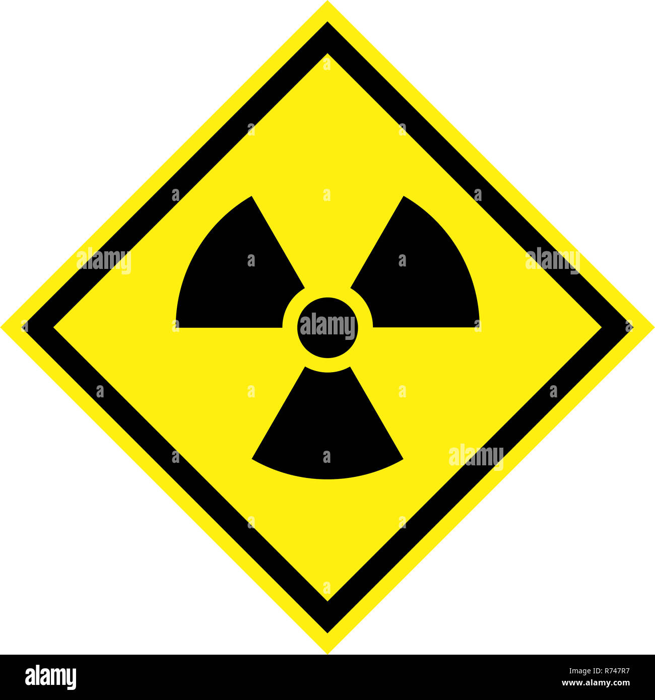 Gelbe Gefahr mit Strahlung Symbol Stockfoto