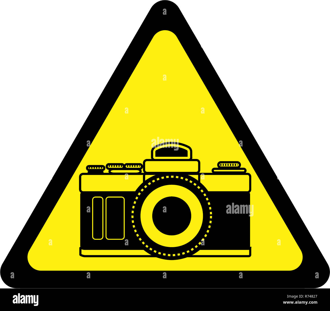 Warnschild mit Kamera symbol Stockfoto