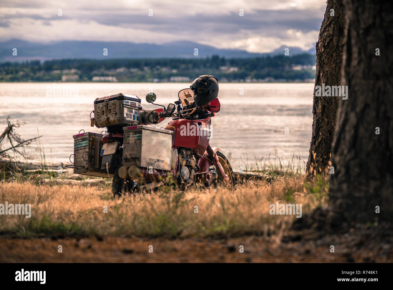 Touring Motorrad von Campbell River, Vancouver, Kanada Stockfoto