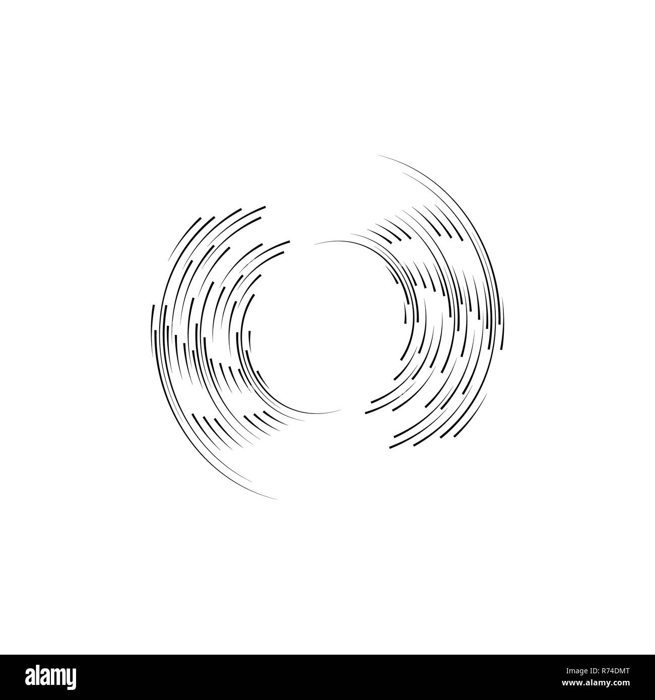 Isolierte Speed Lines. Die Wirkung von Bewegung auf ihr Design. Schwarze Linien auf einen transparenten Hintergrund. Der fliegende Partikel. Vector Illustration. Die Bewegung nach vorn Stockfoto