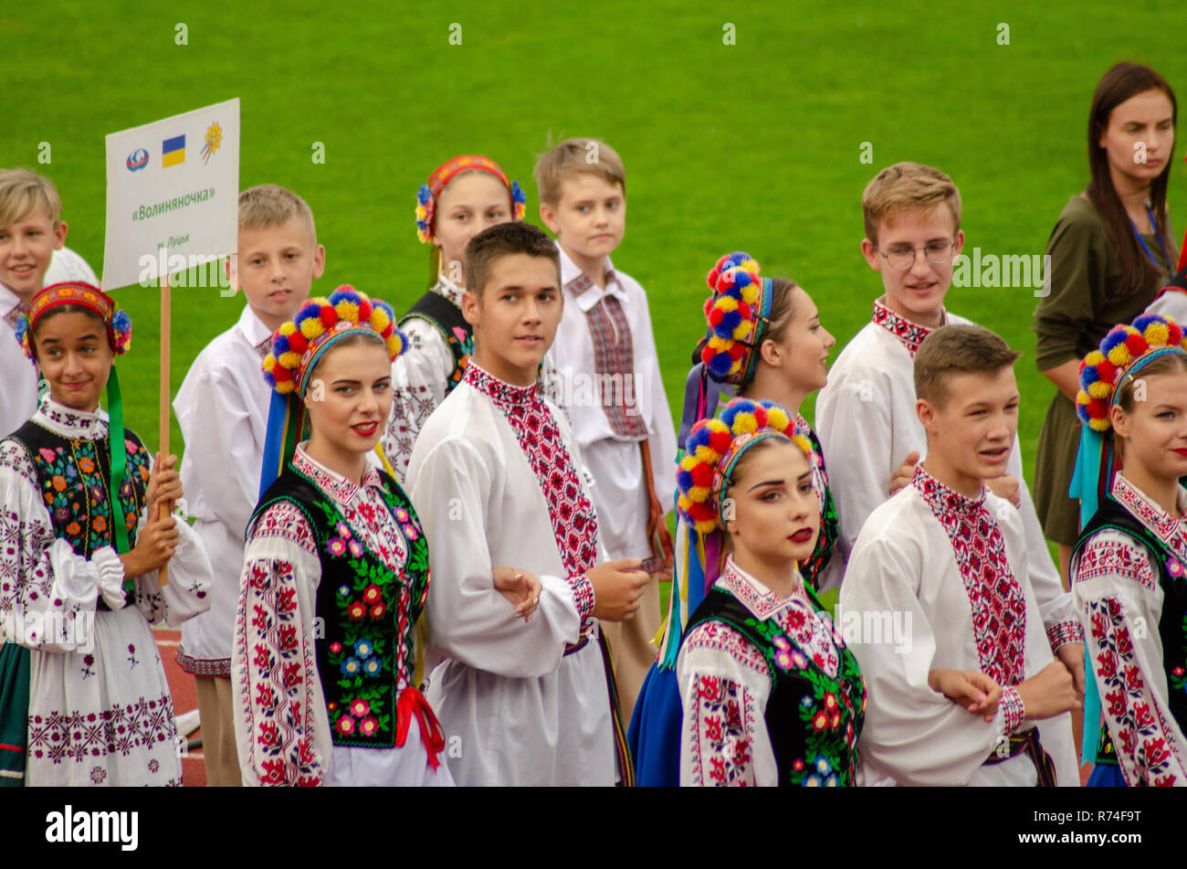 Schließen des Festivals "Polissya Sommer mit Folklore Lutsk Ukraine" 25.08.2018. Stockfoto