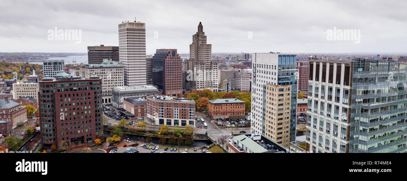 Bewölktem Himmel Downtown City Städtischen Skyline Hauptstadt Providence Rhode Island Stockfoto