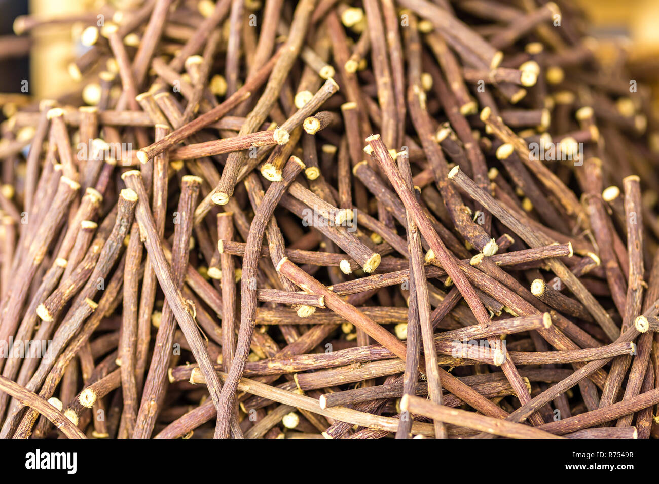 Stapel der Sticks von Süßholzwurzeln Stockfoto