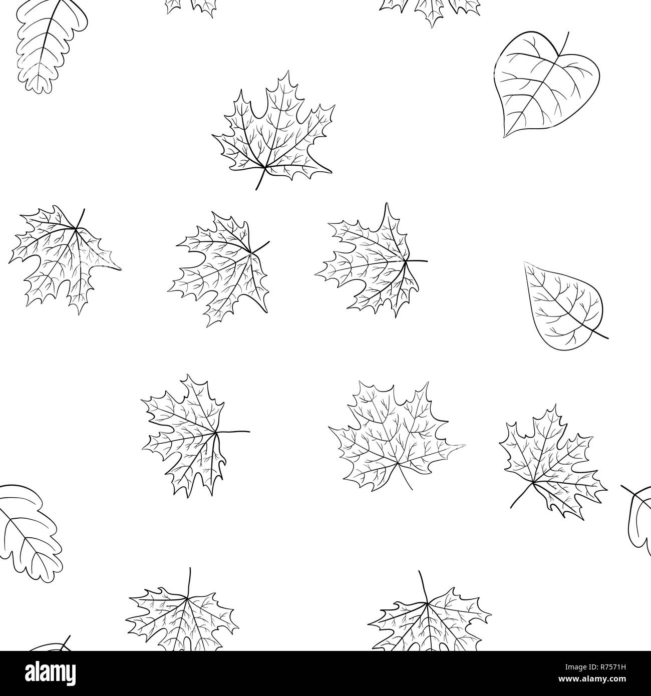 abstraktes Vektor doodle Herbst Blätter nahtlose Muster Stockfoto