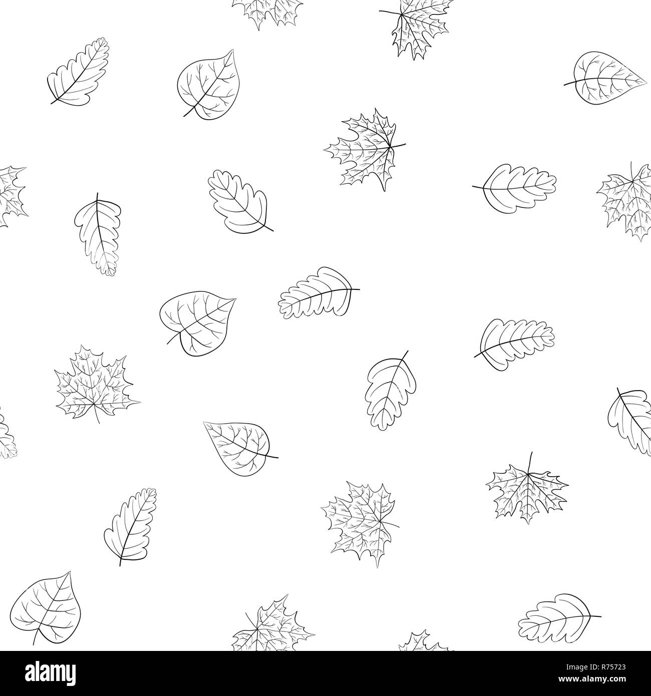 abstraktes Vektor doodle Herbst Blätter nahtlose Muster Stockfoto