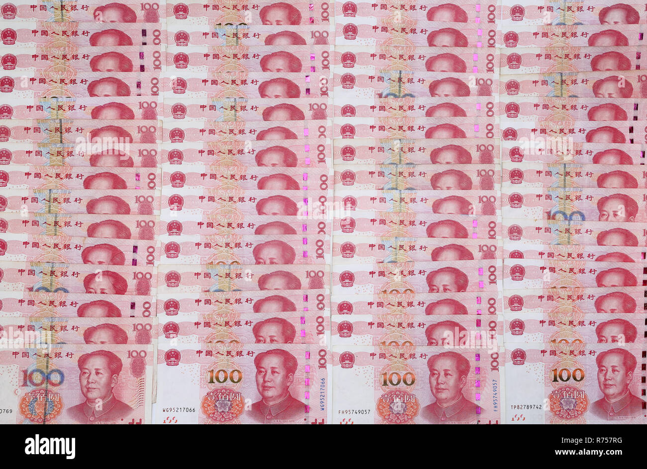 China 100 Yuan RMB，Banknoten aus Chinas Währung. Stockfoto